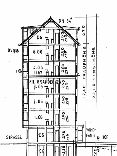 Bauskizze eines Hauses