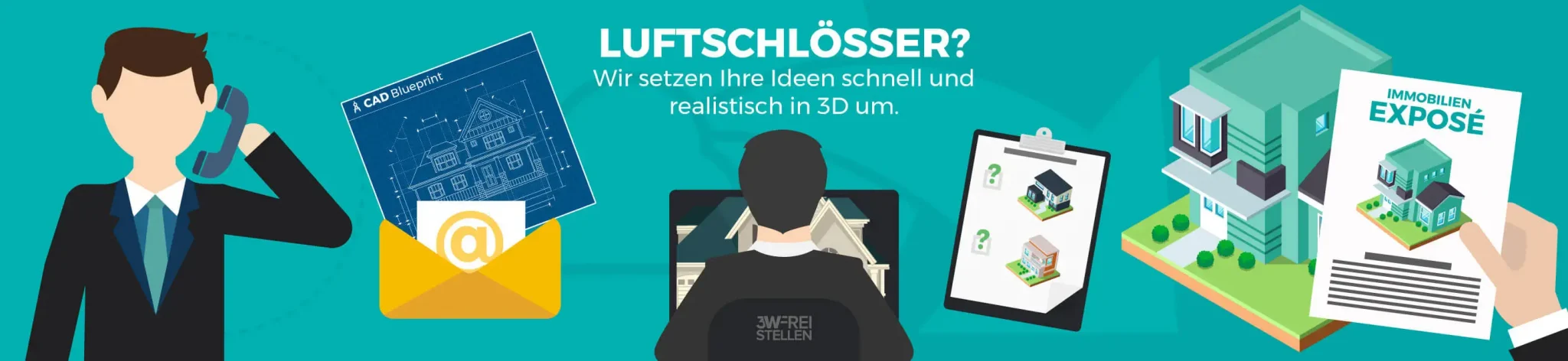 Vektorgrafik 3D Visualisierung Luftschlösser Deutsch